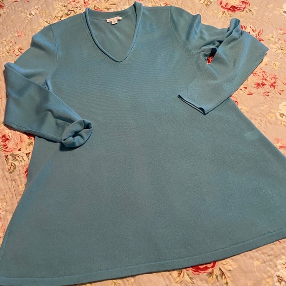 NWOT J. Jill Lightweight Merino Tunic, XS, Aqua - Picture 2 of 5